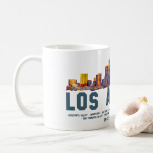 Los Angeles Skyline. Area Names and Coordinates Coffee Mug