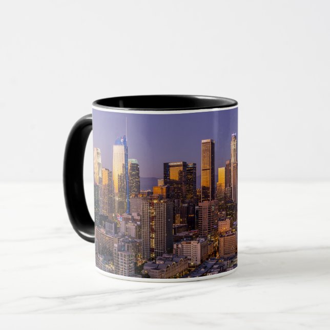 Los Angeles Skyline at dusk, Coffee Mug (Front Left)