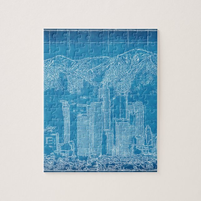 Los Angeles Skyline Blueprint Jigsaw Puzzle (Vertical)