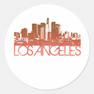 Los Angeles Skyline Design Classic Round Sticker