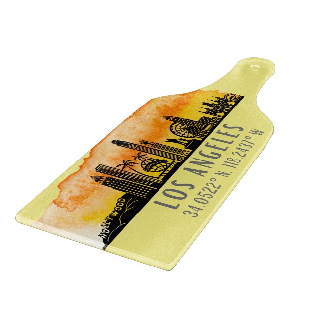 Los Angeles Skyline Latitude and Longitude  Cutting Board (Corner)