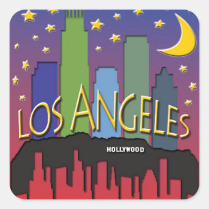 Los Angeles Skyline nighlife Square Sticker