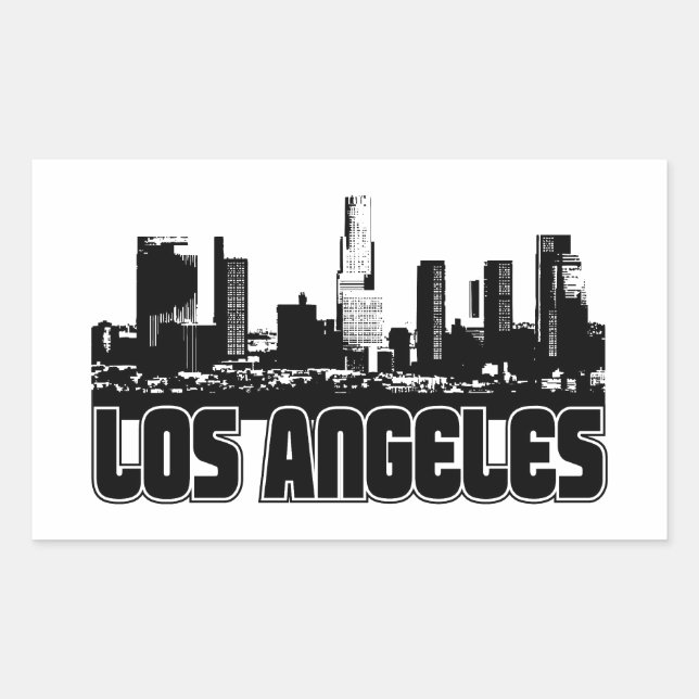 Los Angeles Skyline Rectangular Sticker (Front)