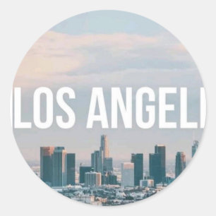 Los Angeles Skyline Retro City Aesthetic Travel  Classic Round Sticker