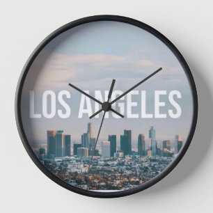Los Angeles Skyline Retro City Aesthetic Travel  Clock