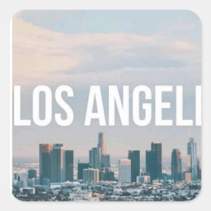 Los Angeles Skyline Retro City Aesthetic Travel  Square Sticker