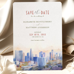 Los Angeles Skyline Save the Date Destination Invitation