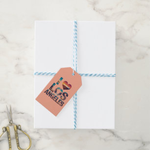 Los Angeles Skyline Sunset & Hollywood Typography  Gift Tags