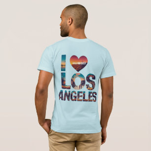 Los Angeles Skyline Sunset & Hollywood Typography T-Shirt