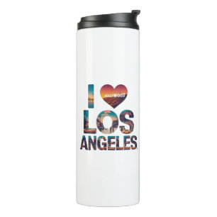 Los Angeles Skyline Sunset & Hollywood Typography Thermal Tumbler