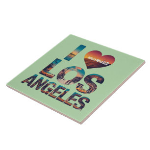 Los Angeles Skyline Sunset & Hollywood Typography Tile