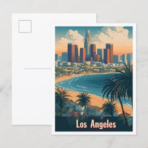 Los Angeles South Carolina USA Travel Illustration Postcard