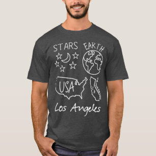 Los Angeles Stars Earth USA California White Text T-Shirt