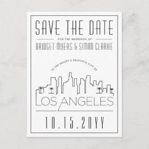 Los Angeles   Stylised Skyline Save the Date Postcard