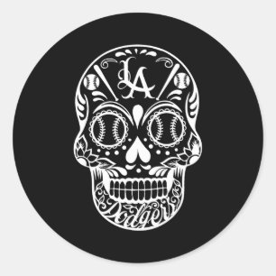Los angeles sugar skull day of the dead cinco de classic round sticker