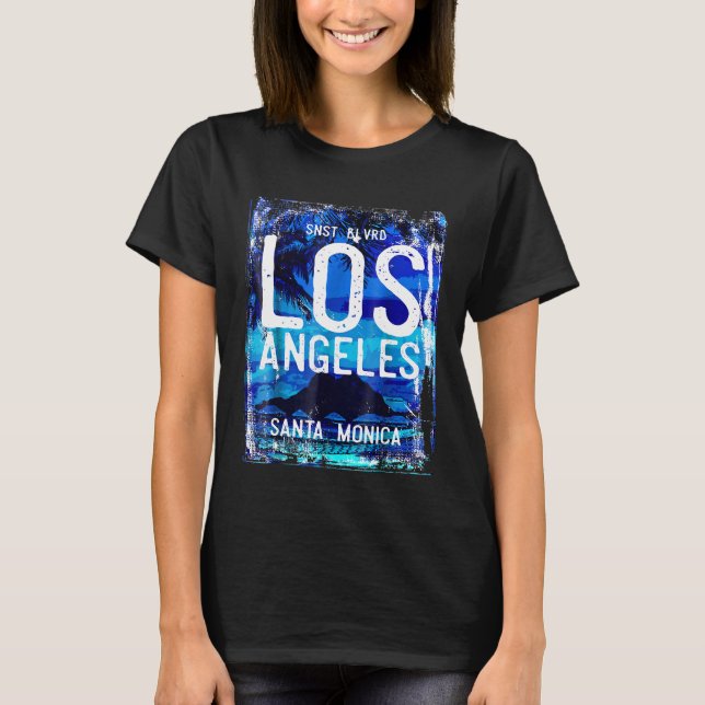 Los Angeles Sunset Boulevard Santa Monica blue Tsh T-Shirt (Front)