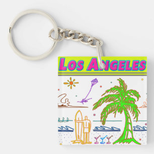 "Los Angeles" Surfer Beach Keychain