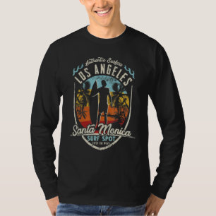 Los Angeles Surfing Vintage Retro Surfer Santa Mon T-Shirt