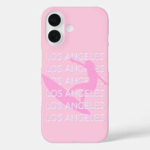 Los Angeles Travel Art, California, Pink, Preppy iPhone 16 Case