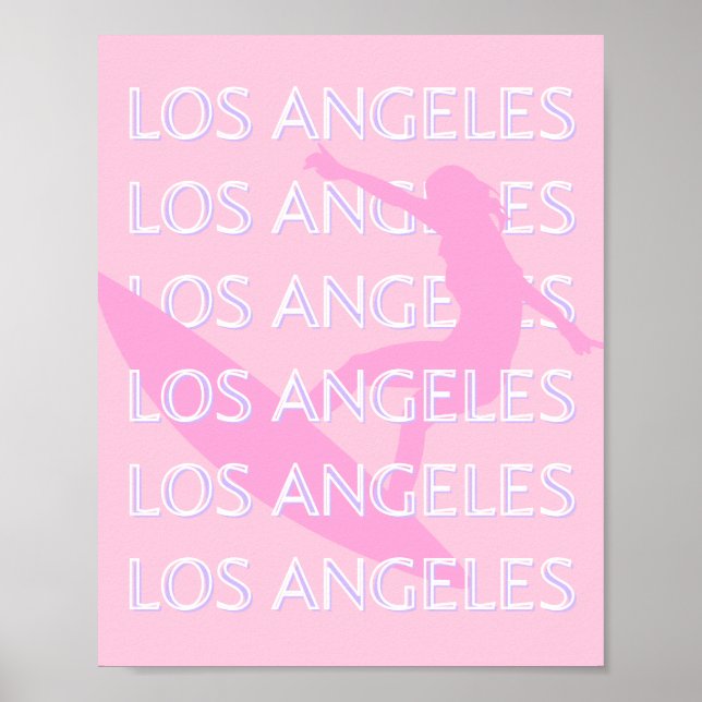 Los Angeles Travel Art, California,  Pink, Preppy Poster (Front)