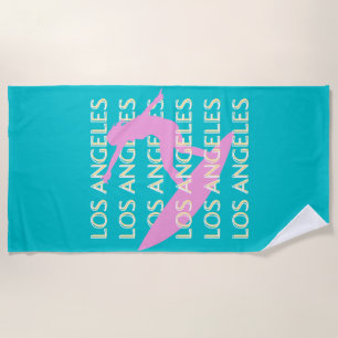 Los Angeles Travel Art, California, Surf Lovers Beach Towel