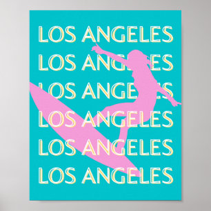 Los Angeles Travel Art, California, Surf Lovers Poster