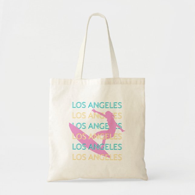 Los Angeles Travel Art, California, Surf Lovers Tote Bag (Front)