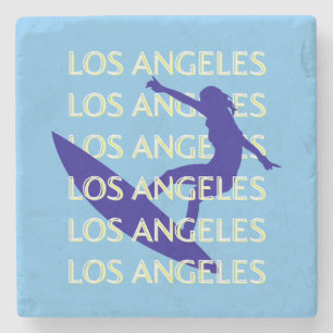 Los Angeles Travel Art, California, Travel, Blue Stone Coaster