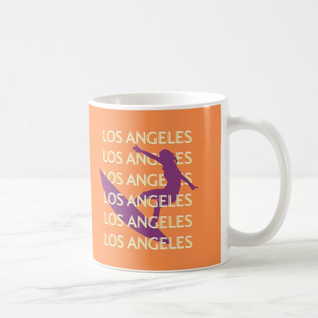 Los Angeles Travel Art, California, Travel, Orange Coffee Mug (Right)