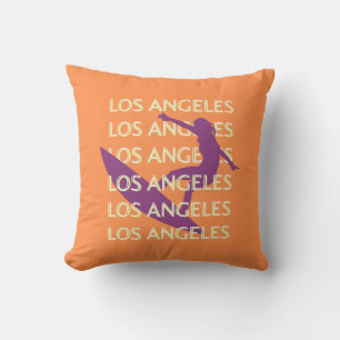 Los Angeles Travel Art, California, Travel, Orange Cushion