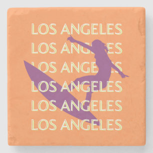 Los Angeles Travel Art, California, Travel, Orange Stone Coaster
