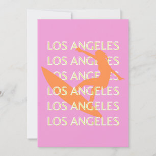 Los Angeles Travel Art, California, Travel, Pink Holiday Card