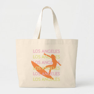 Los Angeles Travel Art, California, Travel, Pink Large Tote Bag
