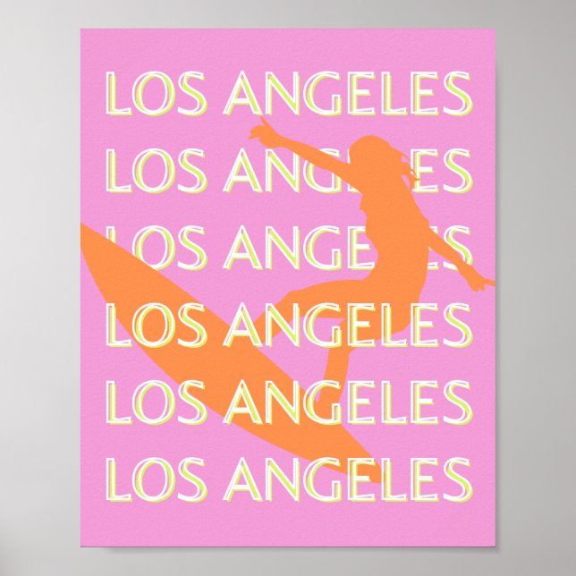 Los Angeles Travel Art, California, Travel, Pink Poster (Front)