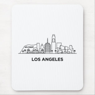 Los Angeles Travel Skyline Minimalist Line Art Mouse Mat