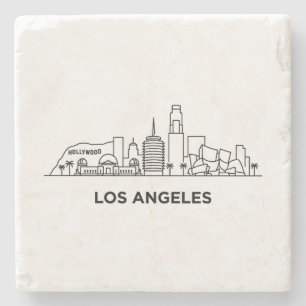 Los Angeles Travel Skyline Minimalist Line Art Stone Coaster