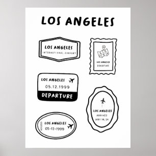 Los Angeles - Travel Stamp Collection Minimalist Poster