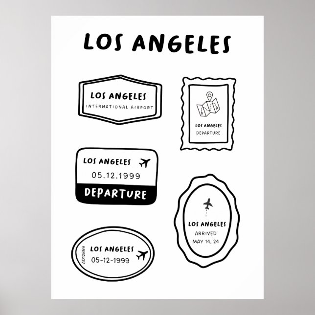 Los Angeles - Travel Stamp Collection | Minimalist Poster (Front)