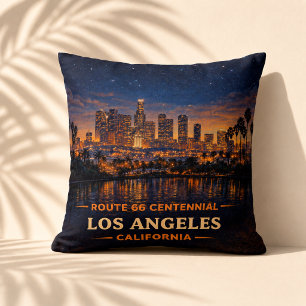 Los Angeles Twilight Palm Starry Highway Cushion