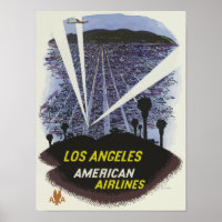 Los Angeles USA Aviation Airline Vintage Travel