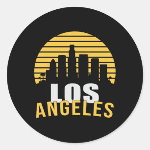 Los Angeles USA City Cityscape Skyline Funny Gift Classic Round Sticker