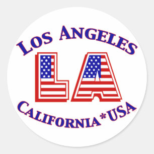 Los Angeles USA Patriotic Logo Classic Round Sticker