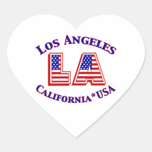 Los Angeles USA Patriotic Logo Heart Sticker