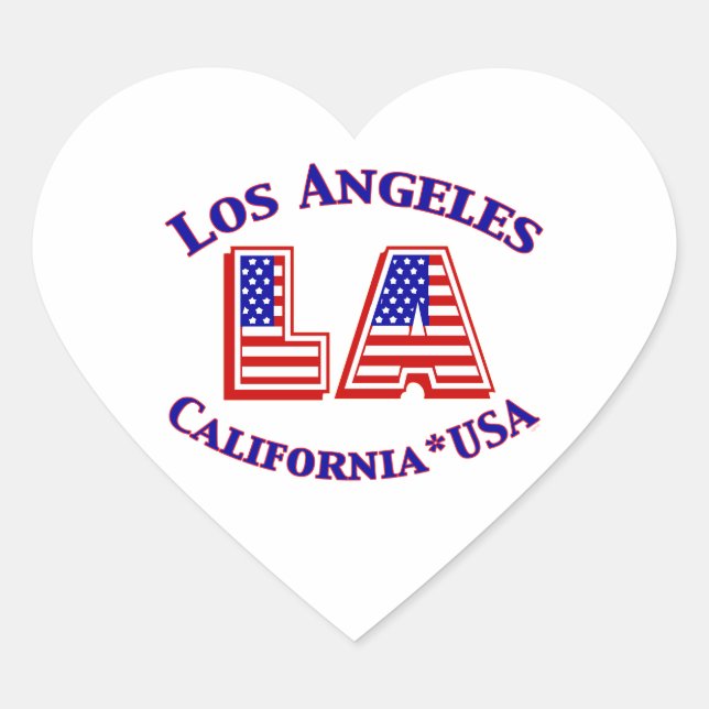 Los Angeles USA Patriotic Logo Heart Sticker (Front)