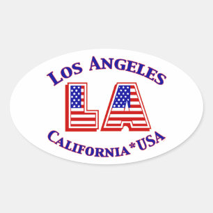 Los Angeles USA Patriotic Oval Logo Oval Sticker