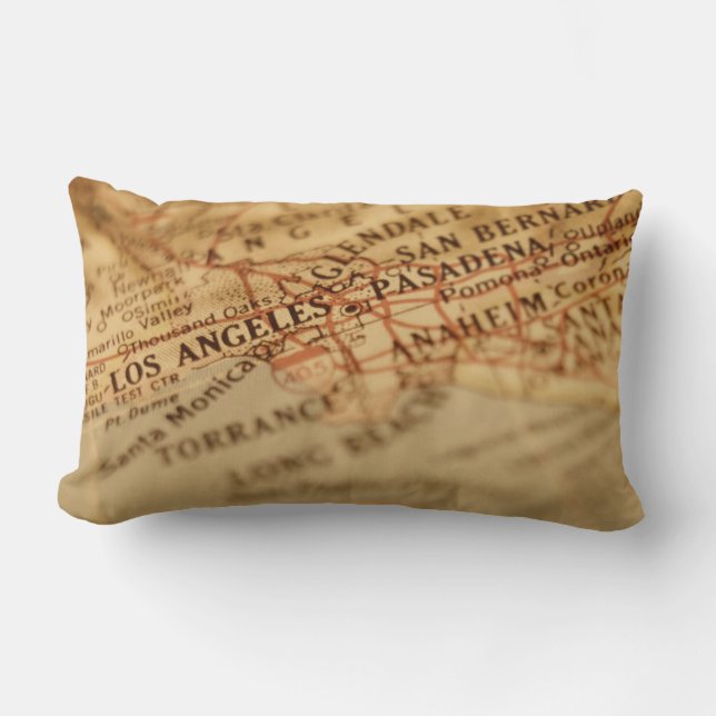Los Angeles Vintage Map Lumbar Pillow (Front)