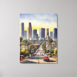 Los Angeles watercolor art Canvas Print