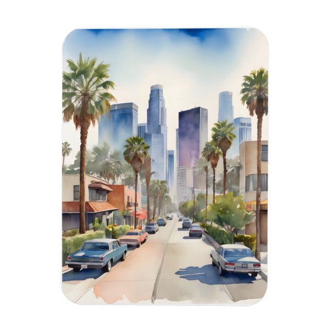 Los Angeles watercolor art Magnet (Vertical)