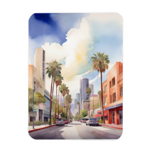 Los Angeles watercolor art Magnet