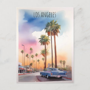 Los Angeles watercolor art Postcard